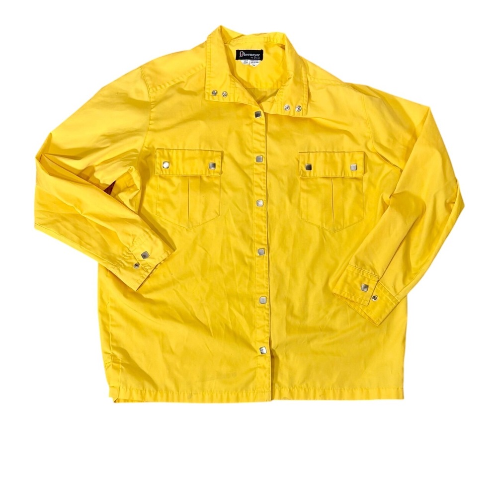 Vintage Obermeyer Yellow Long Sleeve Button‎ Up Shirt Women's Medium
